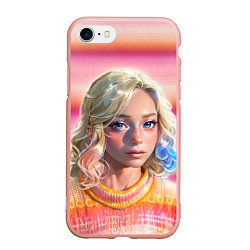Чехол iPhone 7/8 матовый Энид Синклер - арт и текстура розового свитера, цвет: 3D-светло-розовый