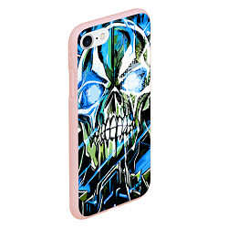 Чехол iPhone 7/8 матовый Синий адский череп, цвет: 3D-светло-розовый — фото 2