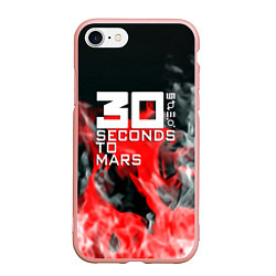Чехол iPhone 7/8 матовый Seconds to mars fire, цвет: 3D-светло-розовый