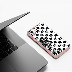 Чехол iPhone 7/8 матовый Roblox pattern game black, цвет: 3D-светло-розовый — фото 2