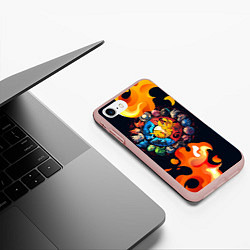 Чехол iPhone 7/8 матовый Символы покемона, цвет: 3D-светло-розовый — фото 2