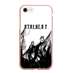 Чехол iPhone 7/8 матовый Stalker 2 черный огонь абстракция, цвет: 3D-светло-розовый