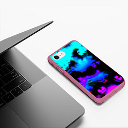 Чехол iPhone 7/8 матовый Marshmello neon space, цвет: 3D-малиновый — фото 2