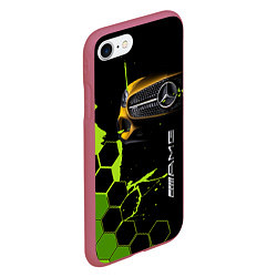 Чехол iPhone 7/8 матовый Мерседес AMG тёмный, цвет: 3D-малиновый — фото 2