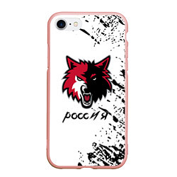 Чехол iPhone 7/8 матовый Волк Россия краски, цвет: 3D-светло-розовый