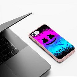 Чехол iPhone 7/8 матовый Маршмэллоу x бтс неоновый стиль, цвет: 3D-светло-розовый — фото 2