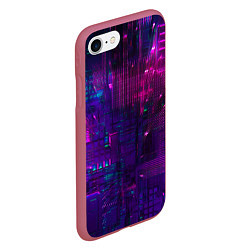 Чехол iPhone 7/8 матовый Неоновые огни квадратов, цвет: 3D-малиновый — фото 2