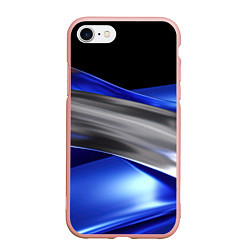 Чехол iPhone 7/8 матовый Серебряная вставка на синей абстракции