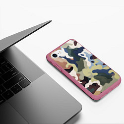 Чехол iPhone 7/8 матовый Камуфляж милитари, цвет: 3D-малиновый — фото 2