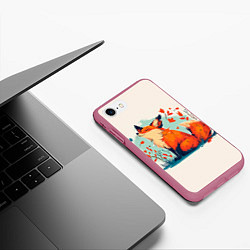 Чехол iPhone 7/8 матовый Влюбленная лисичка 14 февраля, цвет: 3D-малиновый — фото 2