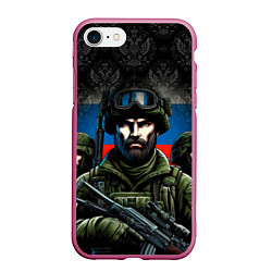 Чехол iPhone 7/8 матовый Русский солдат, цвет: 3D-малиновый