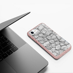 Чехол iPhone 7/8 матовый Каменная стена текстура, цвет: 3D-светло-розовый — фото 2