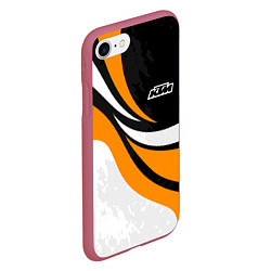 Чехол iPhone 7/8 матовый КТМ - оранжевые вставки, цвет: 3D-малиновый — фото 2