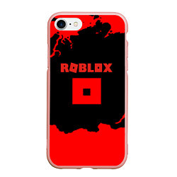 Чехол iPhone 7/8 матовый Roblox краски красные, цвет: 3D-светло-розовый