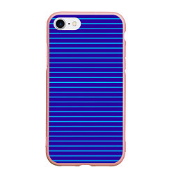 Чехол iPhone 7/8 матовый Неоновые линии циан на темно синем, цвет: 3D-светло-розовый