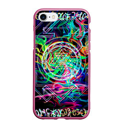 Чехол iPhone 7/8 матовый Шри янтра, цвет: 3D-малиновый