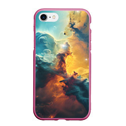 Чехол iPhone 7/8 матовый Космос туманность, цвет: 3D-малиновый