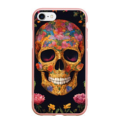 Чехол iPhone 7/8 матовый Bright colors and skull, цвет: 3D-светло-розовый