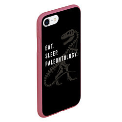 Чехол iPhone 7/8 матовый Eat sleep paleontology, цвет: 3D-малиновый — фото 2