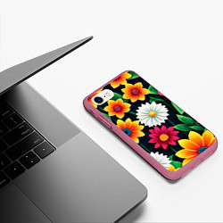 Чехол iPhone 7/8 матовый Цветочный конtrast, цвет: 3D-малиновый — фото 2