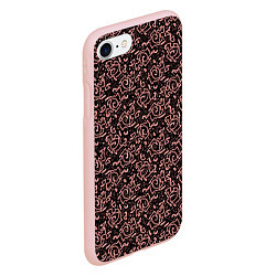 Чехол iPhone 7/8 матовый Паттерн тёмно-розовый узоры, цвет: 3D-светло-розовый — фото 2