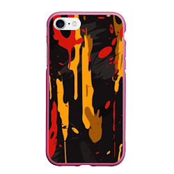 Чехол iPhone 7/8 матовый Красные желтые оранжевые пятна краски абстракция, цвет: 3D-малиновый