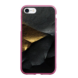 Чехол iPhone 7/8 матовый Черная текстура с золотистым напылением, цвет: 3D-малиновый