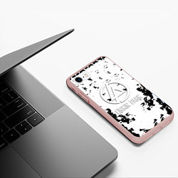 Чехол iPhone 7/8 матовый Linkin park краски лого чёрно белый, цвет: 3D-светло-розовый — фото 2