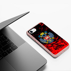 Чехол iPhone 7/8 матовый Имперский греб России краски, цвет: 3D-светло-розовый — фото 2