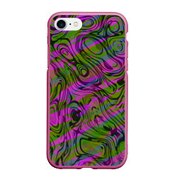 Чехол iPhone 7/8 матовый Фиолетовые узоры, цвет: 3D-малиновый