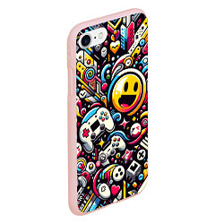 Чехол iPhone 7/8 матовый Паттерн с играми, цвет: 3D-светло-розовый — фото 2
