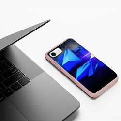 Чехол iPhone 7/8 матовый Black blue background abstract, цвет: 3D-светло-розовый — фото 2