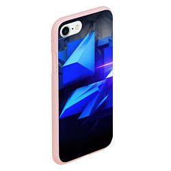 Чехол iPhone 7/8 матовый Black blue background abstract, цвет: 3D-светло-розовый — фото 2