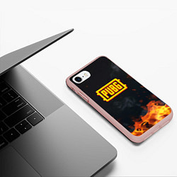 Чехол iPhone 7/8 матовый Pubg fire abstraction, цвет: 3D-светло-розовый — фото 2