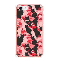 Чехол iPhone 7/8 матовый Розовый камуфляж из котов, цвет: 3D-светло-розовый