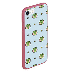 Чехол iPhone 7/8 матовый Паттерн с лягушками, цвет: 3D-малиновый — фото 2