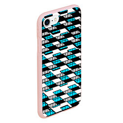 Чехол iPhone 7/8 матовый Синие треугольники и квадраты на белом фоне, цвет: 3D-светло-розовый — фото 2
