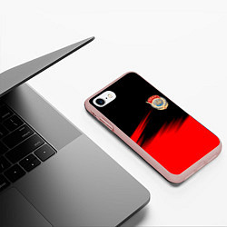 Чехол iPhone 7/8 матовый Герб ссср прошлое, цвет: 3D-светло-розовый — фото 2