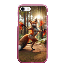 Чехол iPhone 7/8 матовый Лиса Шаманка танцует зажигательный танец в лесу, цвет: 3D-малиновый