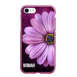 Чехол iPhone 7/8 матовый Фиолетовый цветок - WOMAN, цвет: 3D-малиновый