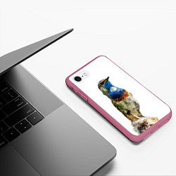 Чехол iPhone 7/8 матовый Соловей варакушка, цвет: 3D-малиновый — фото 2