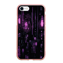 Чехол iPhone 7/8 матовый Киберпанк светящиеся фиолетовые элементы, цвет: 3D-светло-розовый
