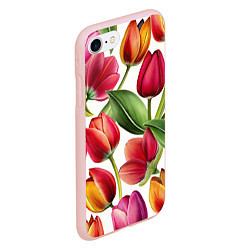 Чехол iPhone 7/8 матовый Паттерн с тюльпанами, цвет: 3D-светло-розовый — фото 2