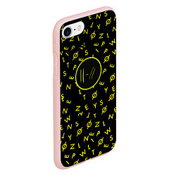 Чехол iPhone 7/8 матовый Twenty one pilots pattern rock yellow, цвет: 3D-светло-розовый — фото 2