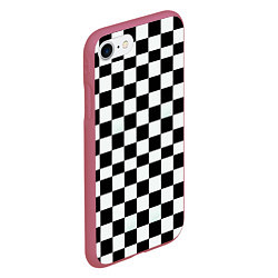 Чехол iPhone 7/8 матовый Шахматный паттерн доска, цвет: 3D-малиновый — фото 2
