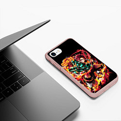 Чехол iPhone 7/8 матовый Тандзиро - Клинок, рассекающий демонов, цвет: 3D-светло-розовый — фото 2