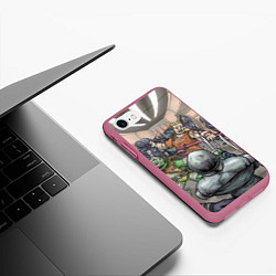 Чехол iPhone 7/8 матовый Большая драка с ниндзя, цвет: 3D-малиновый — фото 2