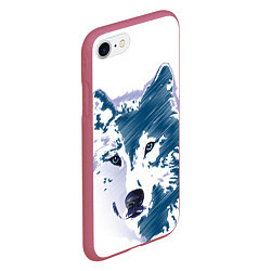 Чехол iPhone 7/8 матовый Волк темно-синий, цвет: 3D-малиновый — фото 2