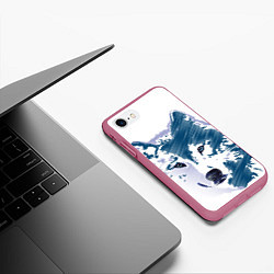 Чехол iPhone 7/8 матовый Волк темно-синий, цвет: 3D-малиновый — фото 2