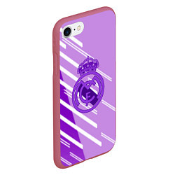 Чехол iPhone 7/8 матовый Real Madrid текстура фк, цвет: 3D-малиновый — фото 2